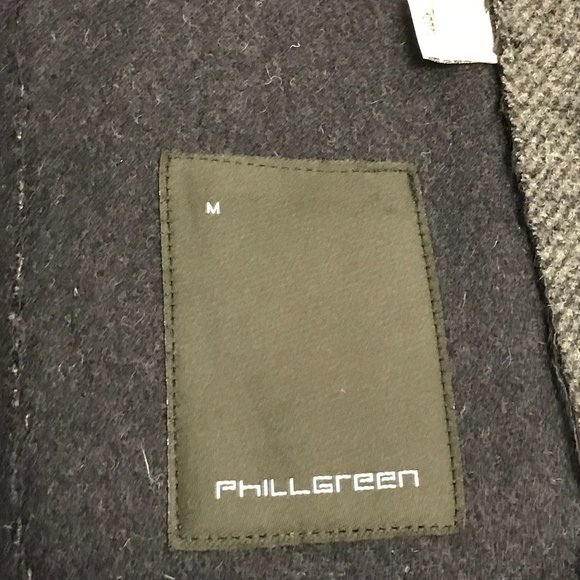 PHIL GREEN blazer black herringbone double faced wool fray edge M 40 - Picture 7 of 8